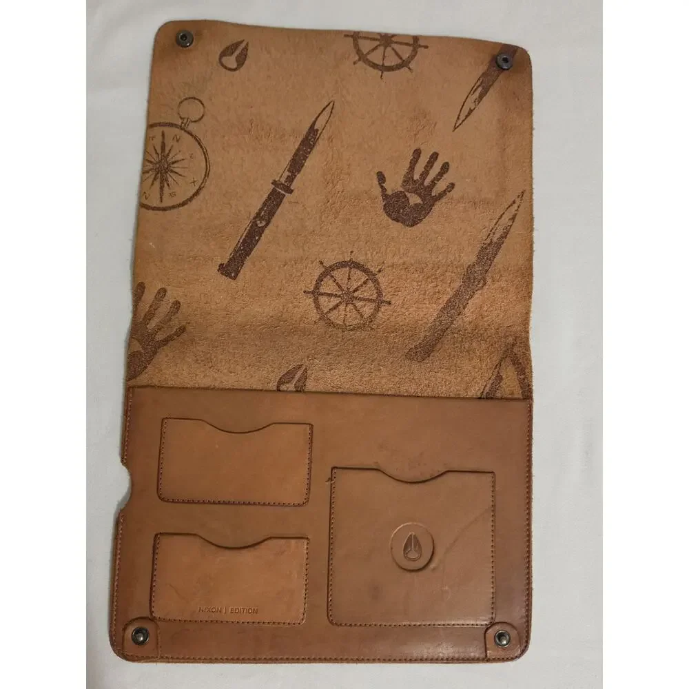 Nixon Edition Full Grain Leather iPad Case Sleeve Saddle Brown Vintage 2012